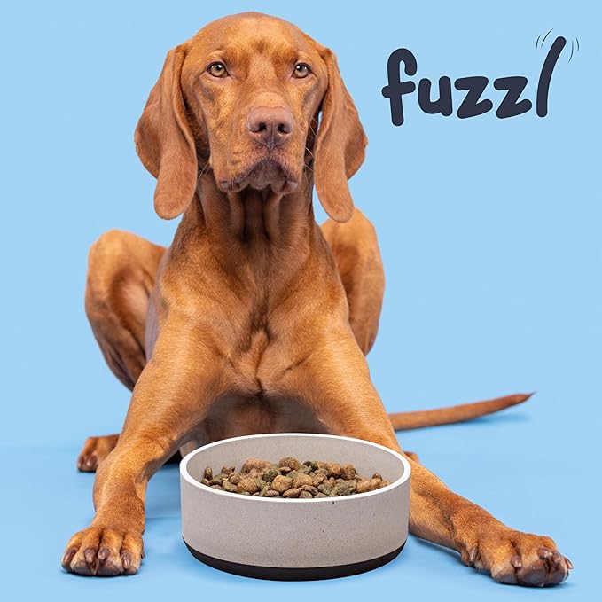 Fuzzl Titan Bamboo Dog Bowl Large with Ultra Grip Rubber Base Pet Bowl 9 Inch