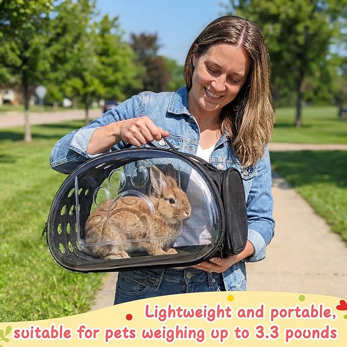 Hsei Small Pet Carrier Bag Portable Small Animal Travel Bag with Clear Side Panel Shoulder Strap for Hamster Chinchilla Rabbit Hedgehog Sugar Bird Lizard