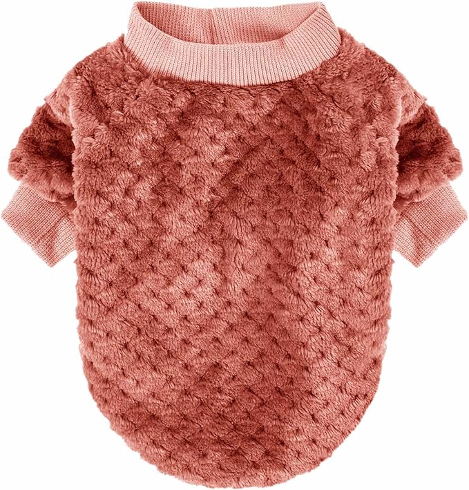 Dog Sweater, 2 or 3 Pack Dog Sweaters for Small Medium Dogs or Cat, Warm Soft Flannel Pet Clothes for Dogs Girl or Boy, Dog Shirt Coat Jacket (XX-Small, Grapefruit+Peach)