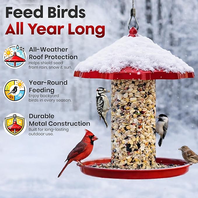 Cylinder Bird Feeder Holder - Feeders for Outdoors Hanging - Holds Bird Seed Cylinders with Hole, Logs, & Birdseed Cakes up to 6" Diameter - Cylinder Sold Separately