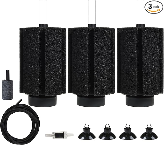 ALEGI Aquarium Large Sponge Filter 100 Gallon - 125 Gallon Sponge Filter with Air Stone for Large Fish Tank (3 pcs)