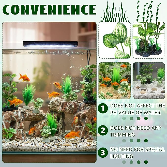 14 Pcs Aquarium Decorations Fish Tank Artificial Plastic Plants Silk Aquarium Plants Aquatic Water Grass Foreground Decor for Fish Tank Decoration