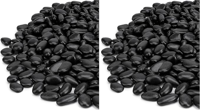 Mr. Fireglass 10 lbs Black Pebbles, 3/8" Natural Decorative Polished River Rocks Aquarium Gravel for Indoor Plants, Vases, Succulents and Outdoor Garden Landscaping (Pack of 2)