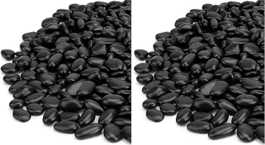 Mr. Fireglass 10 lbs Black Pebbles, 3/8" Natural Decorative Polished River Rocks Aquarium Gravel for Indoor Plants, Vases, Succulents and Outdoor Garden Landscaping (Pack of 2)