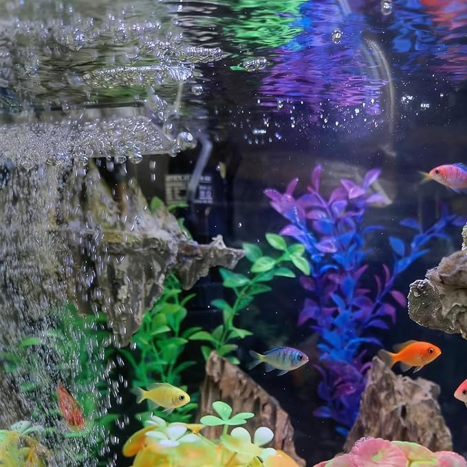 Aquarium Plants,Aquarium Decor,Fish Tank Plants Decor Accessories | 2 Pack Artificial Aquarium Plants Plastic Fake (Green,Purple)