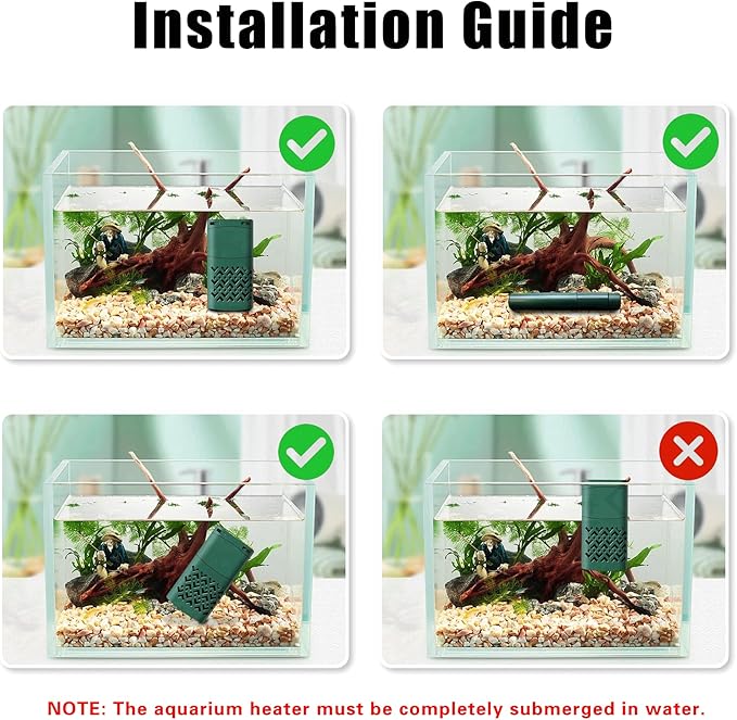 300W Smart Aquarium Heater Submersible with Variable-Frequency Energy Savings, Dual Probes for Leaving Water Automatically Stop, PTC Tech for Overheat Protection, Adjustable for Freshwater, Saltwater