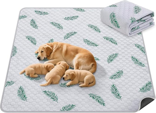 WanpeeGoo Washable Pee Pads for Dogs, 1Pack Reusable Puppy Pads, Super Absorbent & Leakproof Dog Pads, Anti-Slip Dog Pee Pads for Puppy Training & Incontinence, Leaf Pattern 72"x72"