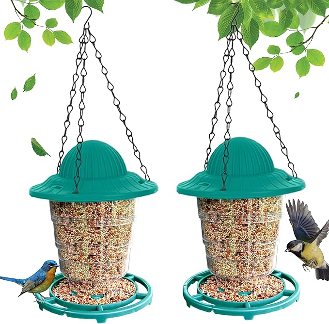 Small Bird Feeder - Durable Plastic Design, Easy Fill & Clean, Attracts Finches & Songbirds, Great for Outdoor Use in Yards, Porches and Decks
