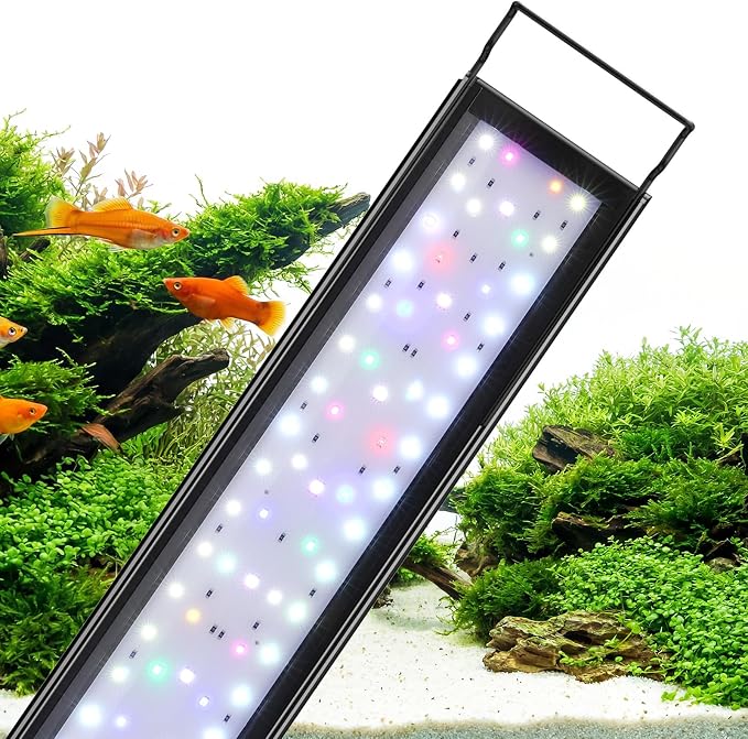 hygger Small LED Aquarium Light 24/7 Cycle Fish Tank Light with Timer Adjustable Brightness 12 Colors Full Spectrum Aquarium Lamp for 13-18 in Freshwater Plant IP68 Waterproof
