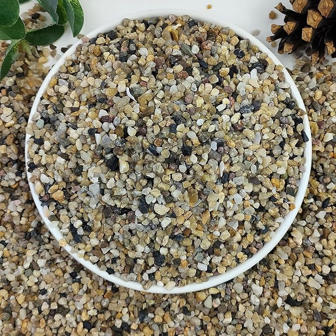 YISZM 5lbs Aquarium Gravel, 1/8"(2-4mm) Natural River Rocks Succulent Cactus Pea Gravel for Plants, Fish Tank, Decorative Pebbles for Gardening, Flower Pots, Vase Fillers, Landscaping