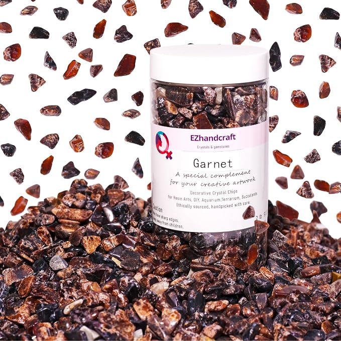 Garnet Crystal Chips Bulk 2lbs, 1000+ Pieces, 8-15mm Natural Gemstones