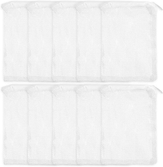 10 Pack 7.8 x 5.9 Inch Media Bags for Aquarium, Aquarium Filter Media Bags with Zipper, Fish Tank Fine Mesh Bag for Carbon, Bio Balls, Ceramic Rings, Volcano Rock(White)