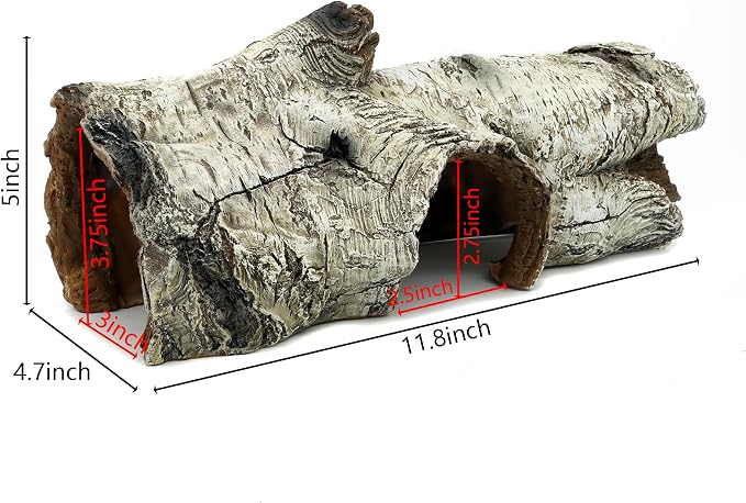 JIHAQUA Aquarium Resin Bark Terrarium Decor, Lizard, Snake or Reptile Hide | Lizard, Spider and Aquarium Fish Hide Cave (Medium Bark A)
