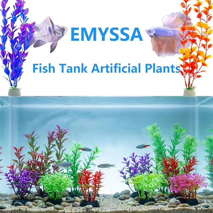 25 Pack Aquarium Plants, Fish Tank Decoration Colorful Artificial Fish Tank Decor Plants Aquarium Decorations for Household and Office Aquarium Simulation, Small to Large and Tall