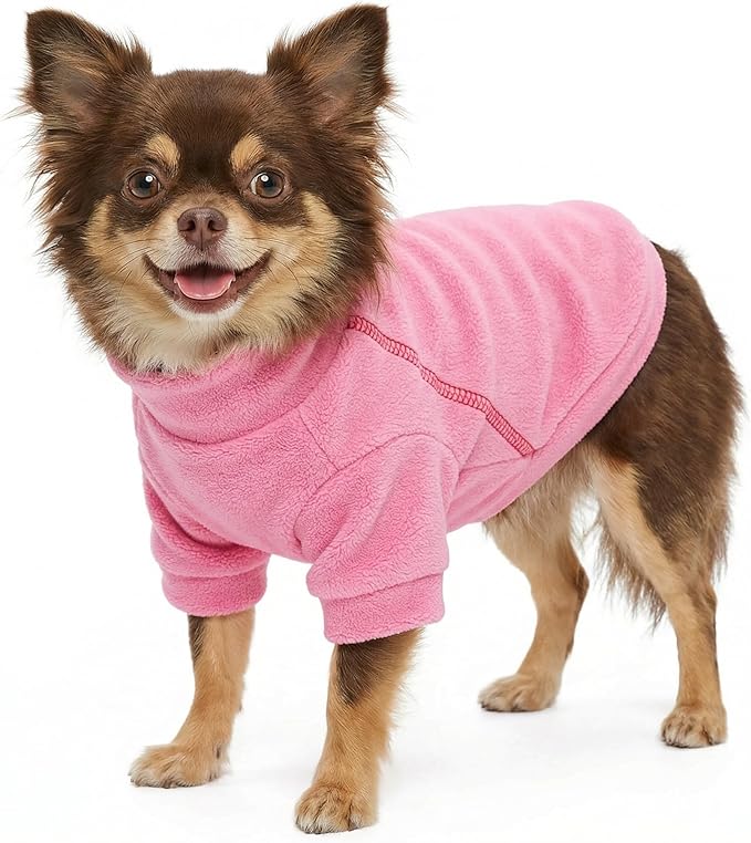 Fitwarm Classic Fleece Dog Sweater, Turtleneck Sweatshirt, Winter Clothes - Small Dogs Girl, Cat Apparel - Pink, Rose, Baby Pink, XS