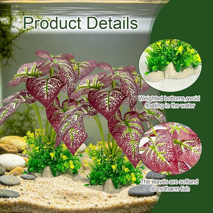 Silk Aquarium Plants 2-Pack 10.2in Tall for Medium to Large Tanks | Soft non-toxic silk, safe for bettas & goldfish, weighted base, no maintenance, bendable stems