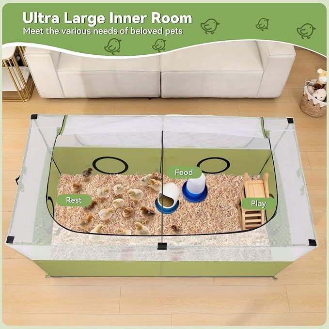 Pawaboo Small Animal Playpen, Pet Cage Tent with Breathable Mesh Wall and Bottom, Foldable Small Pet Enclosure for Puppy Kitten Rabbit Chicken Hamster Guinea Pig Indoor Outdoor Fence, Green