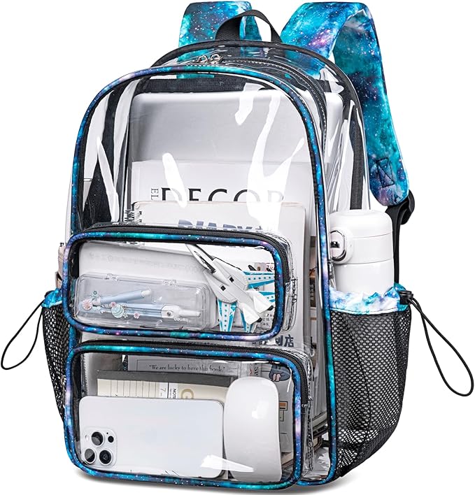 CAMTOP Clear Backpack Heavy Duty Transparent Bag See Through BookBag for Student School Work Festival Sport Travel (Starry Sky)