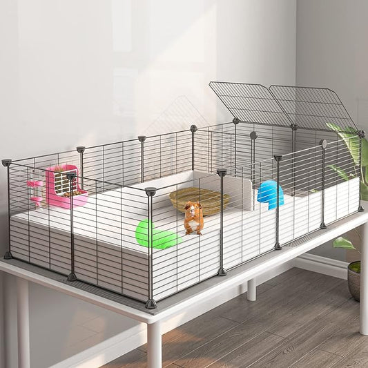 Oneluck Guinea Pig Cage, Indoor Habitat with Waterproof Plastic Bottom,Playpen for Small Pet Bunny, Turtle, Hamster, Partition cage