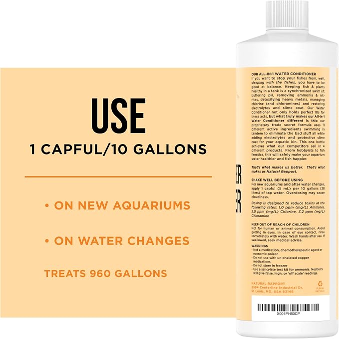Natural Rapport Aquarium Bundle, Water Conditioner & Gravel Cleaner Set | All-in-1 conditioner plus no-vacuum gravel cleaner - Complete tank care - For fresh & saltwater aquariums