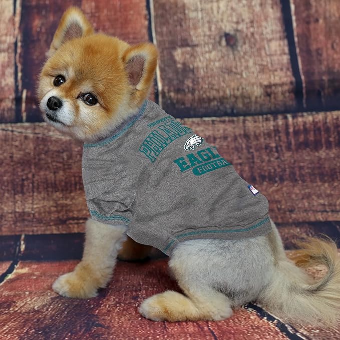 NFL Philadelphia Eagles Dog T-shirt Medium. - Licensed Shirt for Pets Team Colored with Team Logos- Premium Stretchable Materials for the comfort of your Dog & Cat