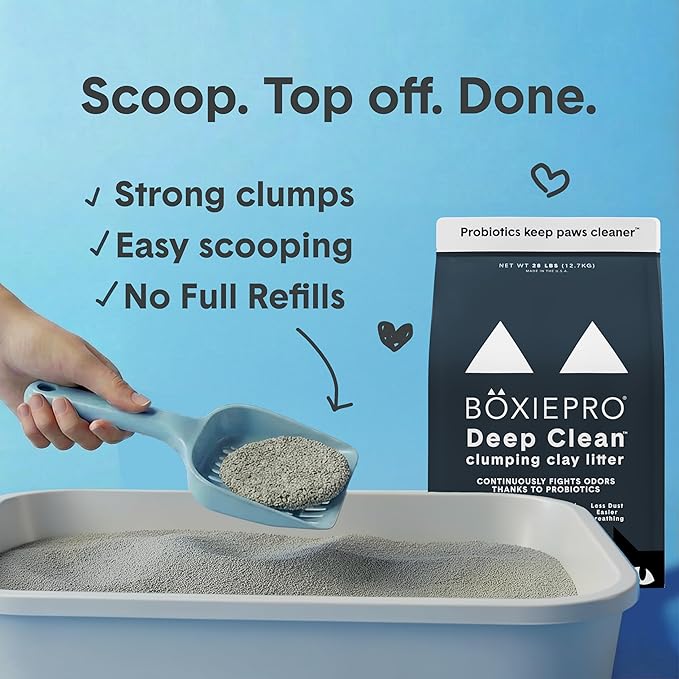 Boxie Probiotic Cat Litter, 40 Day Odor Control, Clumping Clay Kitty Litter, Odor Eliminating Probiotics, Dust-Free, No Fragrances No Fillers, 28 lb