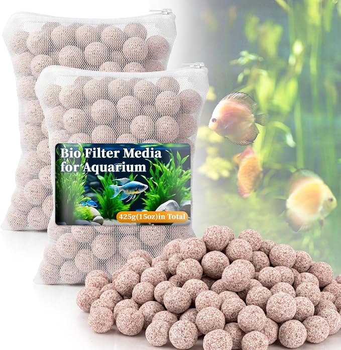 Sukh 15oz Ceramic Bio Balls - Aquarium Fish Tank Filter Media for Sump Pond | Nano-Tech Bio-Spheres Filter Biomedia Balls for Canister Koi Ponds, Freshwater Sump Filters, Replacement Material Supplies