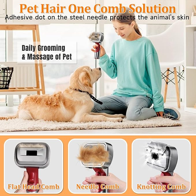 3-in-1 Pet Dog Grooming Attachment Kit, Deshedding Brush Attachment for V15, V11, V10, V8, V7 – Effective Grooming & Cleaning – Hair Grooming Tools for Dog and Cat, 5 Pack