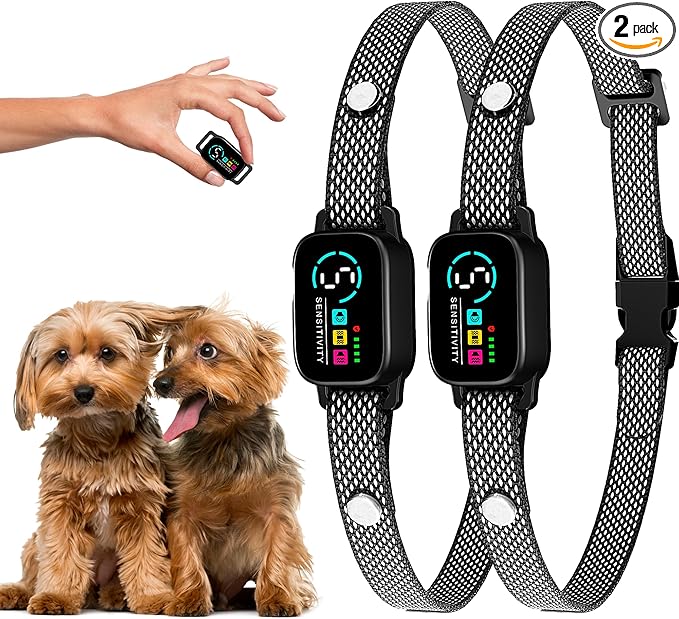 2 Pack Bark Collar for Small Dogs 8-40 lbs - 3 Modes & 5 Sensitivity Levels - Waterproof, Rechargeable, Magnetic Charging - Humane, Effective Training (Black)
