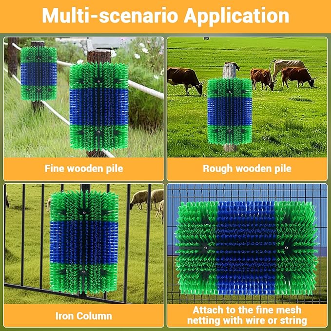 2PCS Livestock Scratching Brush,Extra Large Size Livestock Scratching Brush, Massage Grooming Kit for Cattle, Sheep, Pig, Animal Back Scratching & Itch Relief, Blue-Green