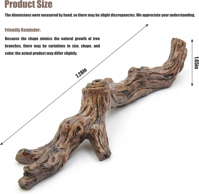 Pet climbing simulated tree branches, natural wood texture resin decoration, glass tank tree trunk decoration, suitable for bearded dragon lizards, geckos, frogs, chameleons, spiders, etc