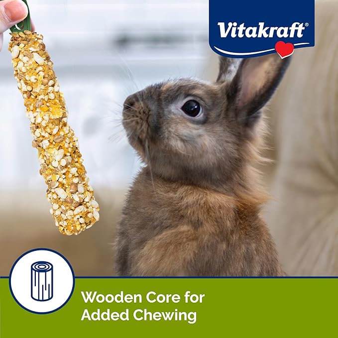 Vitakraft Crunch Sticks Treat Variety Pack for Rabbits and Guinea Pigs with Triple-Baked Wood Chew Center Seeds Grains Honey and Fruit for Texture Flavor Enrichment and Long-Lasting Chewing Enjoyment