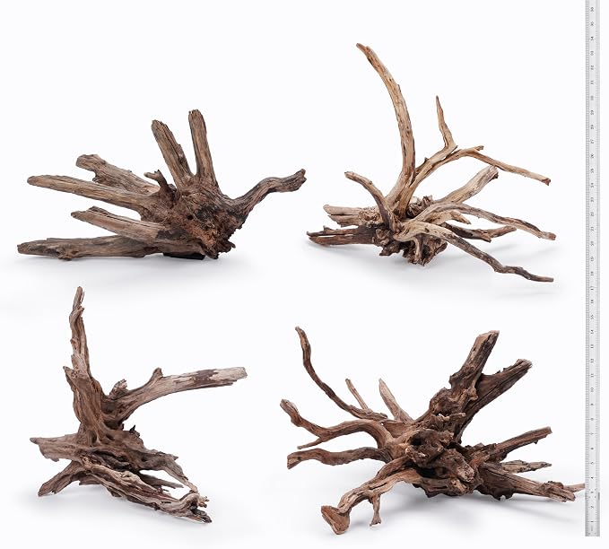 Kueiyang Hornwood Aquarium Driftwood 4pcs 12-16in Reptile Decor | Twisted branches; planted and reptile terrarium
