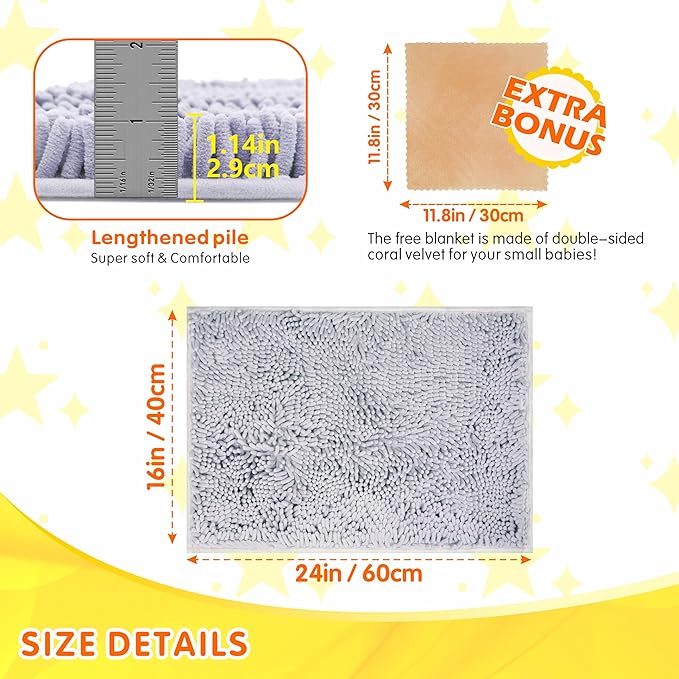 Guinea Pig Cage Liner Bedding 2 PCS, Washable Guinea Pig Bed Mat, Extra Absorbent Rabbit Pee Pad Reusable, Non-Slip Fleece Blanket for Bunny and Small Animal Cage Accessories (Grey, 24"x16")