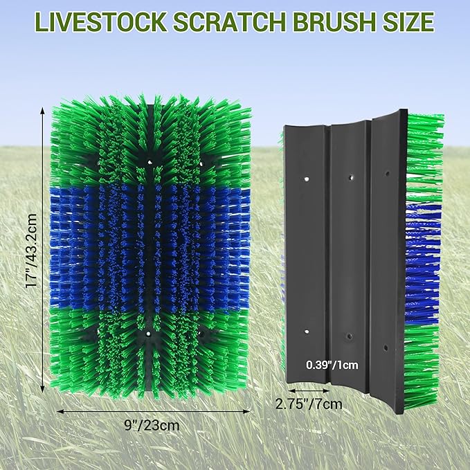 2PCS Livestock Scratching Brush,Extra Large Size Livestock Scratching Brush, Massage Grooming Kit for Cattle, Sheep, Pig, Animal Back Scratching & Itch Relief, Blue-Green