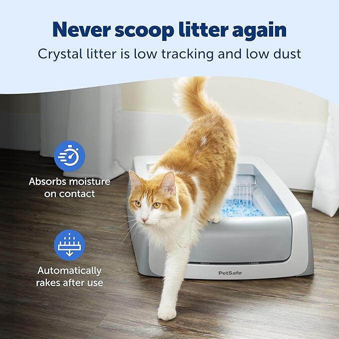 PetSafe ScoopFree Crystal Pro Legacy Automatic Self-Cleaning Cat Litter Box Includes 1 Disposable Crystal Litter Tray Advanced Odor Control Not Enclosed Gray (PAL00-16805)