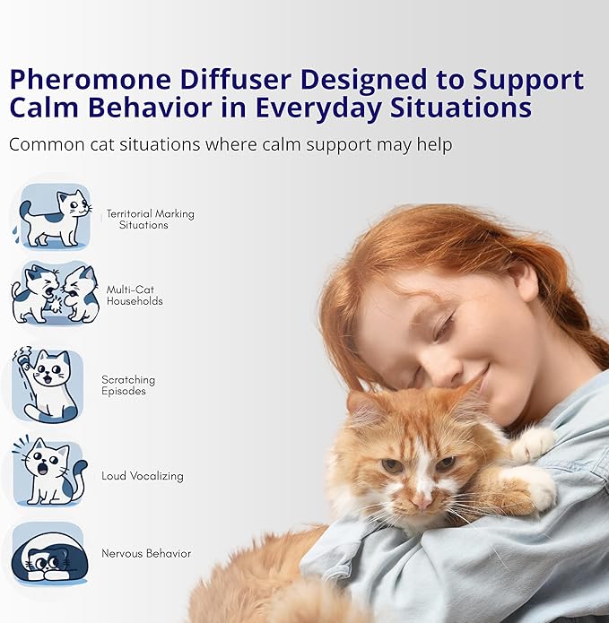 Cat Calming Pheromone Diffuser | Support Anxiety Stress Relief | Helps Stop Scratching Spraying Peeing Hiding Aggression | 60-Day Kit