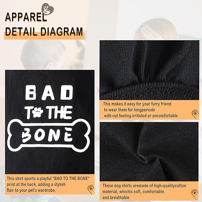 Discover Cozy Cotton Canine Wear: Soft, Lightweight, and Breathable Dog Shirt Vest with Eye-Catching Graphics(Bad to The Bone), Keeping Your Furry Friend Warm and Comfy! Grey 3XL