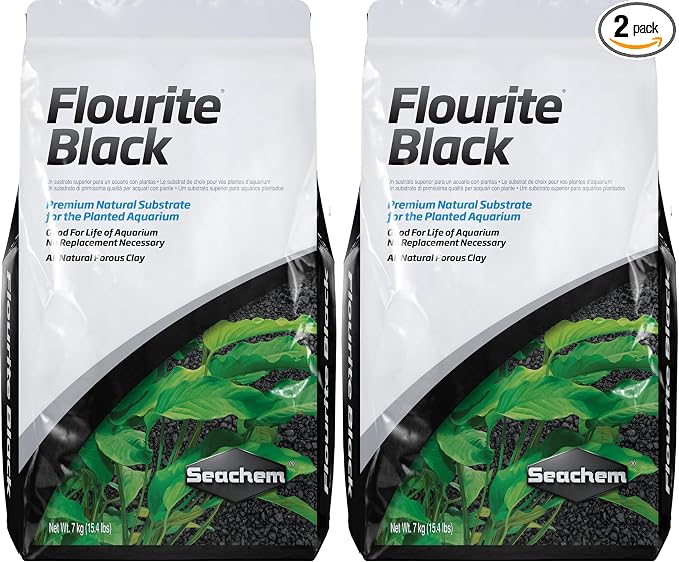 Seachem Flourite Black Clay Gravel - Stable Porous Natural Planted Aquarium Substrate 15.4 lbs (Pack of 2)
