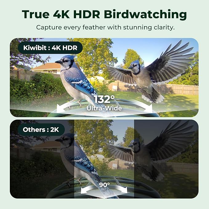 Kiwibit Smart Bird Feeder with Camera, Solar Powered for Outdoors, Bird Species AI Identification, 8MP Photo, 4K Video Livestream, Real-Time Bird Alert, Birdwatching Gift for Bird Lovers, Forest Birch