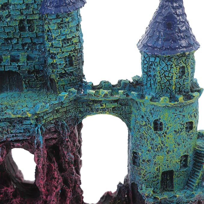 Ipetboom Fish Tank Landscaping Castle Miniature Ornaments Aquarium Ornament Aquarium Castle Decor Simulation Rockery Castle Decor Amphibian Hideout House Statue Set Resin Earth Tones