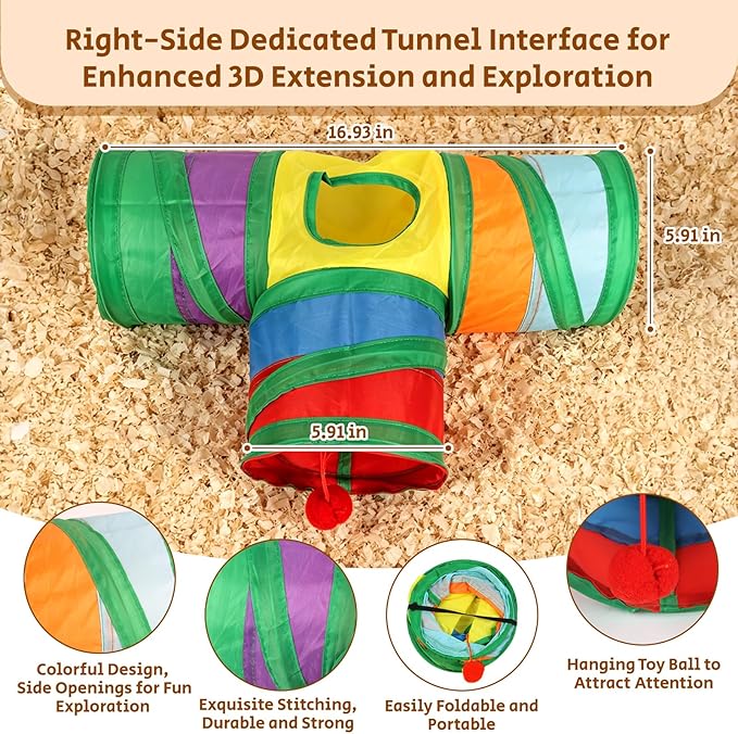 Guinea Pig Hideout Cave House - Natural Rock-Style Small Animal Hideaway for Guinea Pigs & Rabbits, Extra Large Indoor Habitat with Waterproof Liner Included, Chew Proof（Tunnel Style）