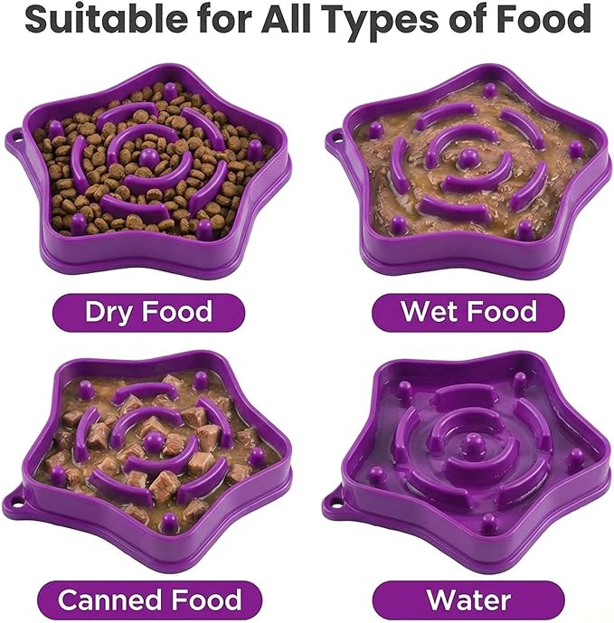 Small Slow Feeder Dog Bowl for Puppies & Small Dogs, 1 Cup (350 ml) Maze Puzzle Food Bowl, Helps Slow Eating & Aid Digestion, Anti-Choking, Non-Slip, BPA-Free, Dishwasher Safe (Purple)