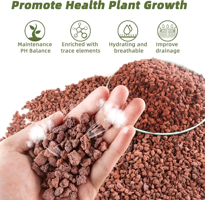 2.4LB Red Lava Rocks for Plants, Volcanic Rock Horticultural Lava Rock Soil for Landscaping Plants Drainage, Small Lava Rock Gravel for Succulents, Bonsai, Vase Fillers, Terrarium Plants, Top Dressing