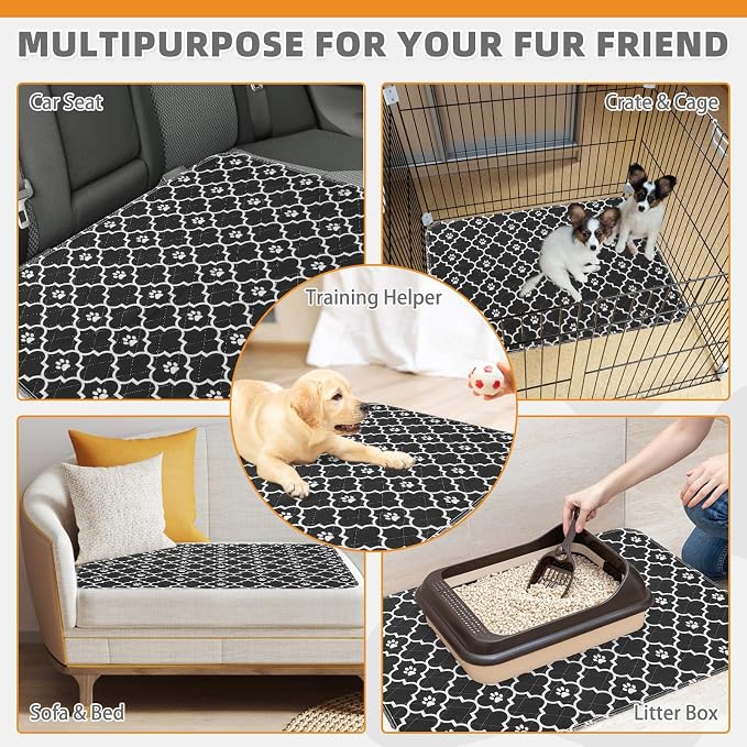 KOOLTAIL Washable Pee Pads for Dogs, 2 Packs Super Absorbent Leakproof & Non-Slip Dog Pee Pad Extra Large, Reusable Puppy Training Pads Waterproof, Pet Mat Rug for Whelping,Floor,Crate,Cats, 36"x41"
