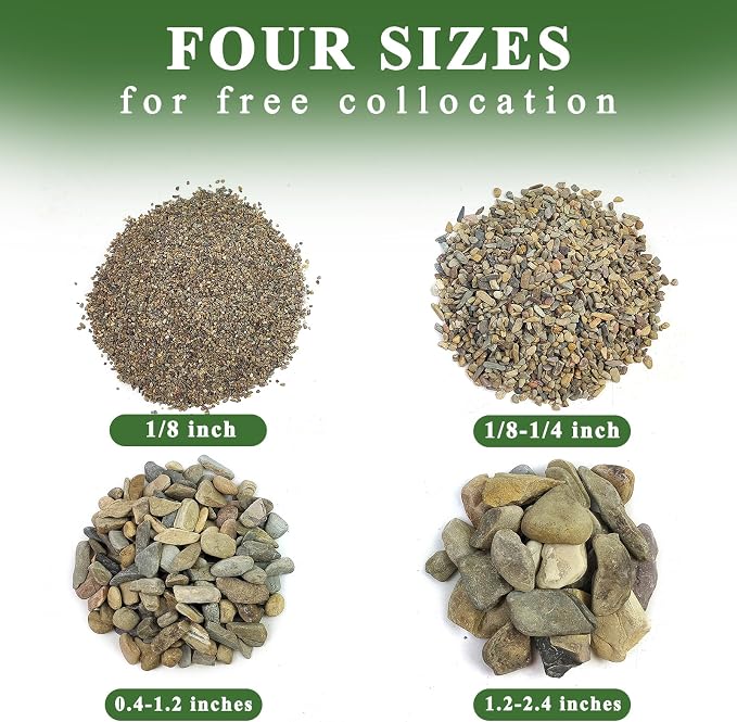 Aquarium Gravel, 2lbs Fish Tank Rocks, 0.4-1.2 inches | Aquascape Substrate for Turtle Tank, River Rocks, Safe for Aquariums, Terrariums