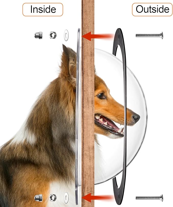 Goaste 2 Pack Dog Fence Window, 12.4 Inch Clear Pet Dome, Durable Plastic Pet Peek Windows Playground, Doggie Fence Safe Domes, Pets Supply for Dog Cat Horse, 12.4 x 4.9 Inch