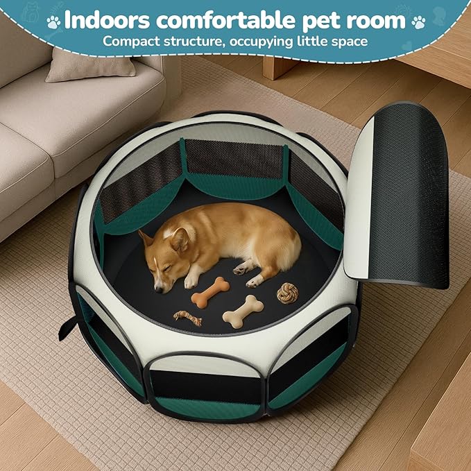 Foldable Pet Playpen for Cat Dog - Portable Cats Dogs Kennel Pop Up Dog Playpens, Medium Pets CrateTent Cage with Carrying Case for Outdoor Travel