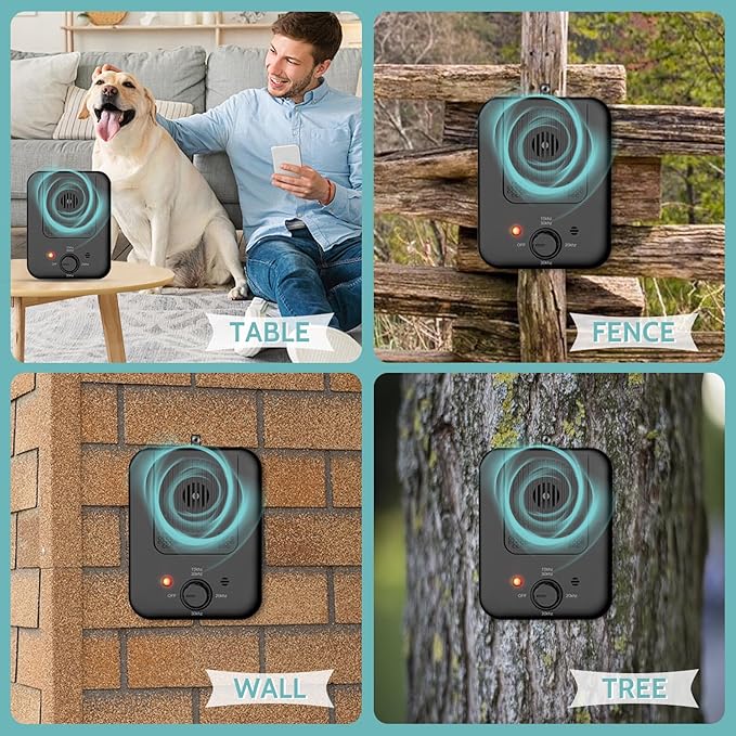 Anti Barking Device for Dogs, Ultrasonic Dog Barking Deterrent Devices, Rechargeable Dog Barking Control Device, Barking Dog Silencer, Bark Box Stop Neighbors Dog from Barking (Black)