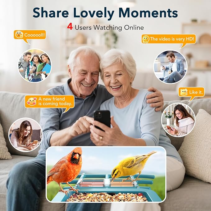 PeckCam® Bird Feeder with Camera Solar Powered, AI Identify & Auto Capture with 32GB Card, 2K HD Live Video Smart Bird Feeder Camera Instant Notifications in Backyard, Gift for Bird Lovers